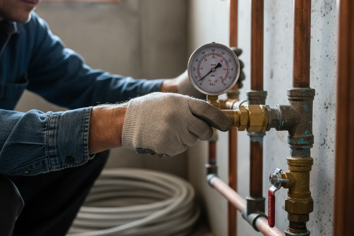 Pressure testing a repaired line during Water Line Repair in Brookshire